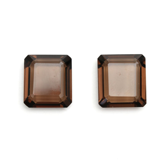 Natural Smoky Quartz Step Cut Rectangle Loose Gemstone | Rectangle Smoky Quartz | 18x20 mm | Step Cut Gemstone | Pair ( 2 Pieces )