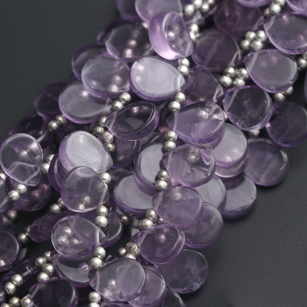 Amethyst Smooth Flat Pears Beads, - 6x8 mm to 9x11 mm - Amethyst Pear - Gem Quality , 20 Cm/ 8 Inch Full Strand, Price Per Strand - National Facets, Gemstone Manufacturer, Natural Gemstones, Gemstone Beads
