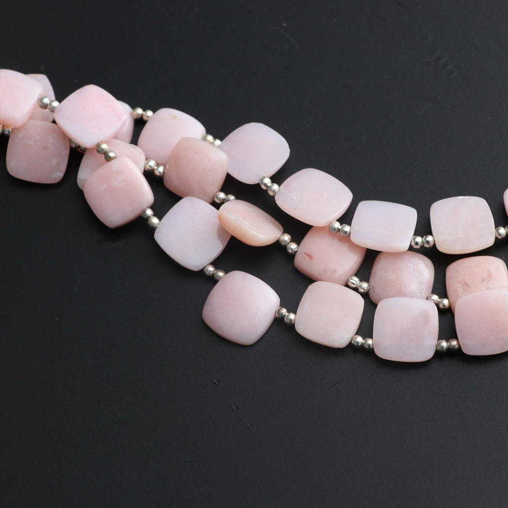 Pink Opal Smooth Cushion Beads - 11x11 mm - Pink Opal Cabs Gemstone - Gem Quality , 20 Cm Full Strand, Price Per Strand - National Facets, Gemstone Manufacturer, Natural Gemstones, Gemstone Beads