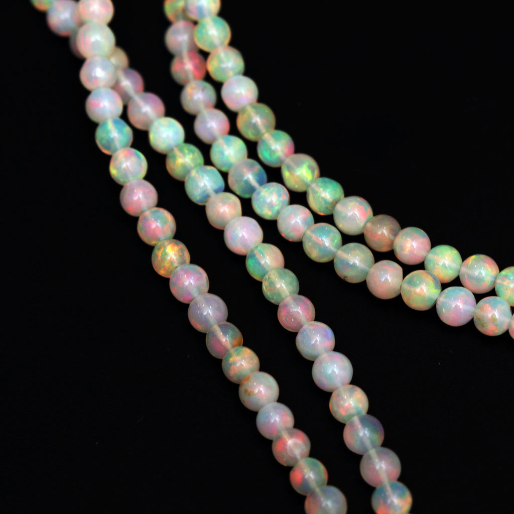 Natural Ethiopian Opal Smooth Round Balls Beads - 5 mm To 6 mm- Gem Quality , 8 Inches / 18 Inches Full Strand, Price Per Strand - National Facets, Gemstone Manufacturer, Natural Gemstones, Gemstone Beads
