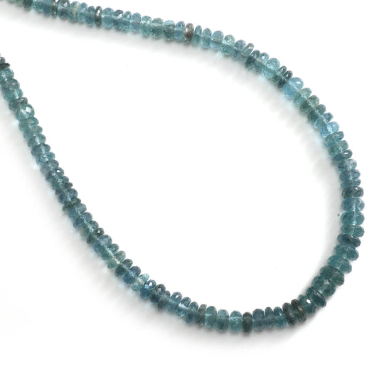 Natural Moss Aquamarine Faceted Roundel Beads, 5.5 mm to 7.5 mm- Moss Aquamarine Beads- Gem Quality, 18 Inch, Price Per Strand