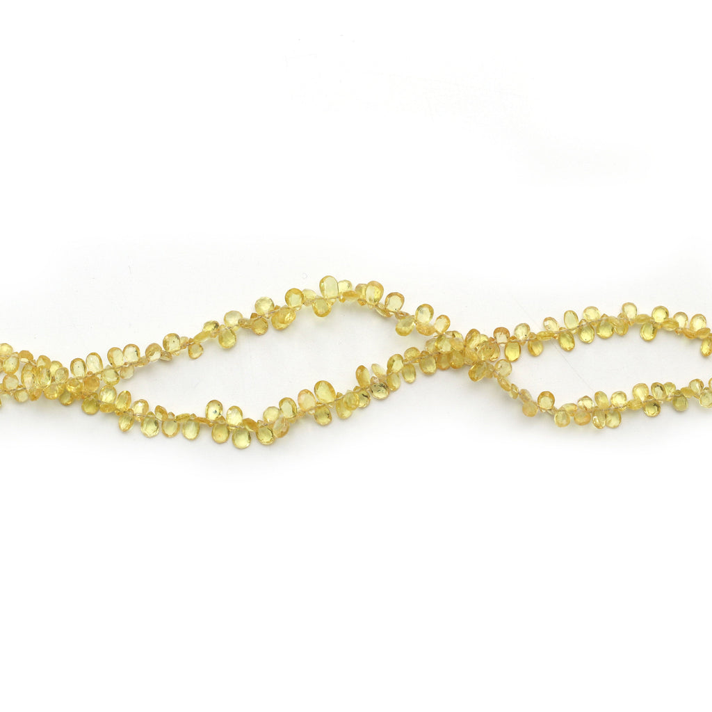 Yellow Sapphire Faceted Pear Beads - 2x4 mm to 4x6 mm - Yellow Sapphire - Gem Quality , 7.5 Inch Full Strand, Price Per Strand - National Facets, Gemstone Manufacturer, Natural Gemstones, Gemstone Beads
