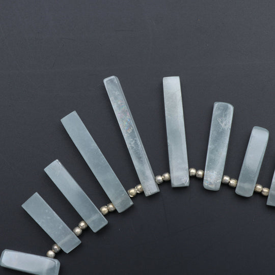 5x14 MM to 5x25 MM Natural Aquamarine Smooth Long Slice Gemstone Beads