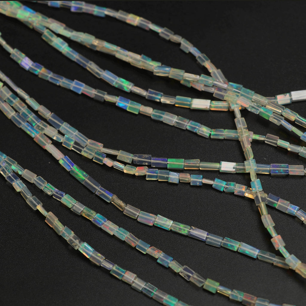 Natural Ethiopian Opal Smooth Rectangle Honey Color Beads | 3.5x5 mm to 3.5x5.5 mm | 8 Inches/ 18 Inches Full Strand | Price Per Strand - National Facets, Gemstone Manufacturer, Natural Gemstones, Gemstone Beads
