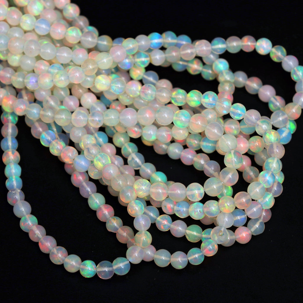 Natural Ethiopian Opal Smooth Round Balls Beads - 5.5 mm To 6 mm- Gem Quality , 8 Inches / 18 Inches Full Strand, Price Per Strand - National Facets, Gemstone Manufacturer, Natural Gemstones, Gemstone Beads