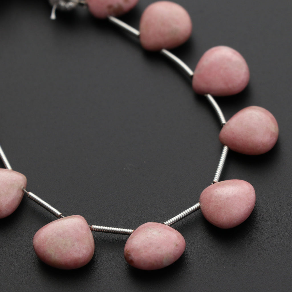 Thulite Heart Smooth Beads, Thulite Heart - 12x11x4.5 mm - Thulite - Gem Quality , 14 Cm Full Strand, Price Per Strand - National Facets, Gemstone Manufacturer, Natural Gemstones, Gemstone Beads