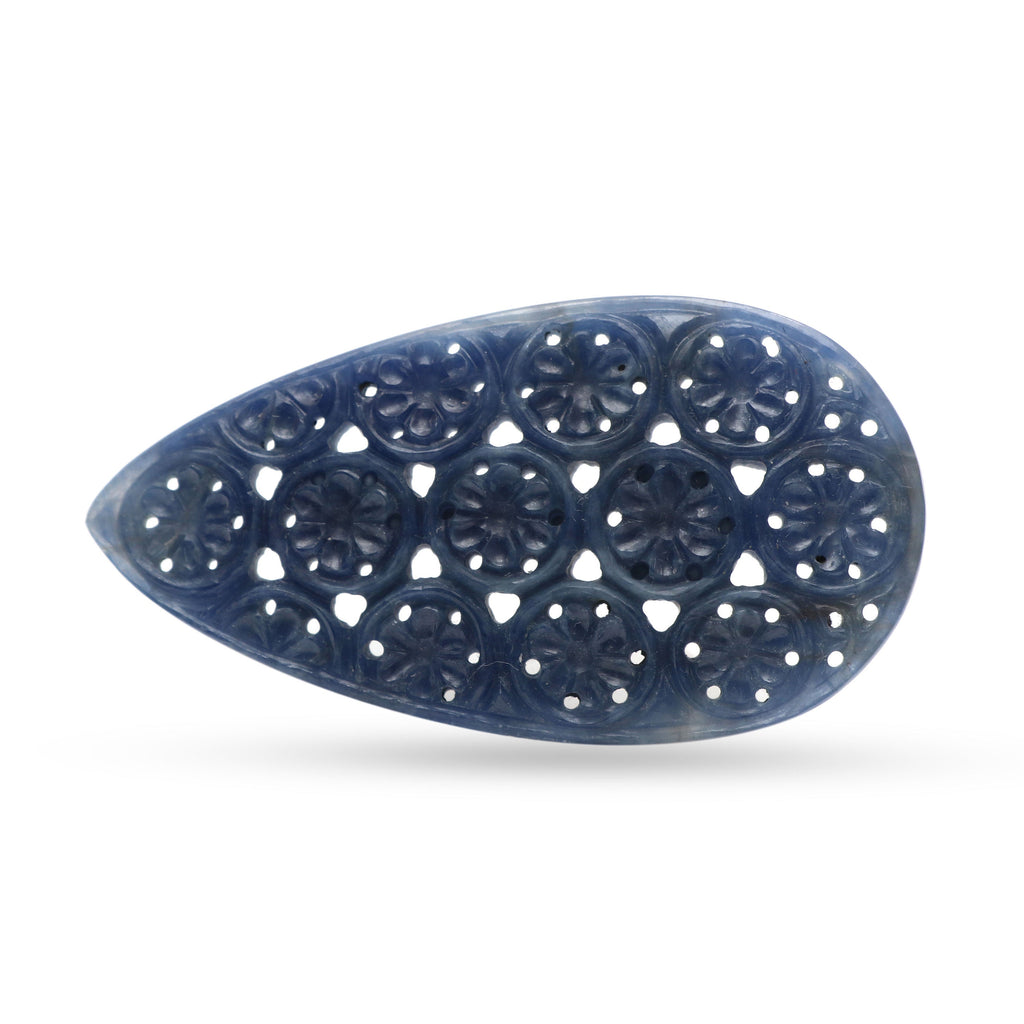 Natural Blue Sapphire Carving Pear Loose Gemstone - 59x31mm - Sapphire Pear , Sapphire Carving Loose Gemstone ,1 Pieces - National Facets, Gemstone Manufacturer, Natural Gemstones, Gemstone Beads