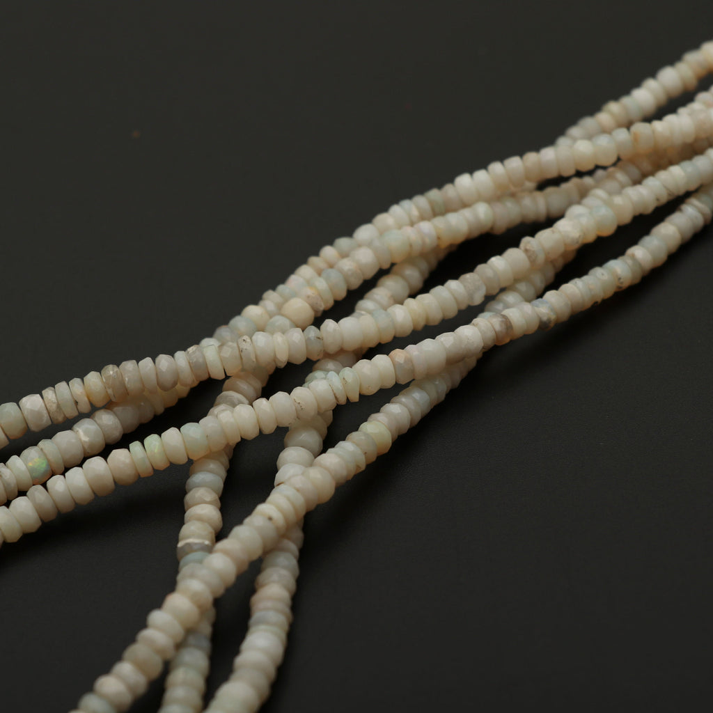 Milky Australian Opal Faceted Rondelle Beads | 3.5 mm to 6 mm | Milky Australian Opal Beads | 8 Inch/18 Inch | Price Per Strand - National Facets, Gemstone Manufacturer, Natural Gemstones, Gemstone Beads