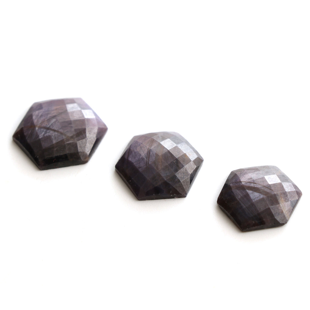 Purple Sapphire Faceted (Rose Cut ) Hexagon Gemstone, Sapphire Loose Gemstone, 15x15 mm to 17x17 mm, Gemstone, 3 Piece - National Facets, Gemstone Manufacturer, Natural Gemstones, Gemstone Beads