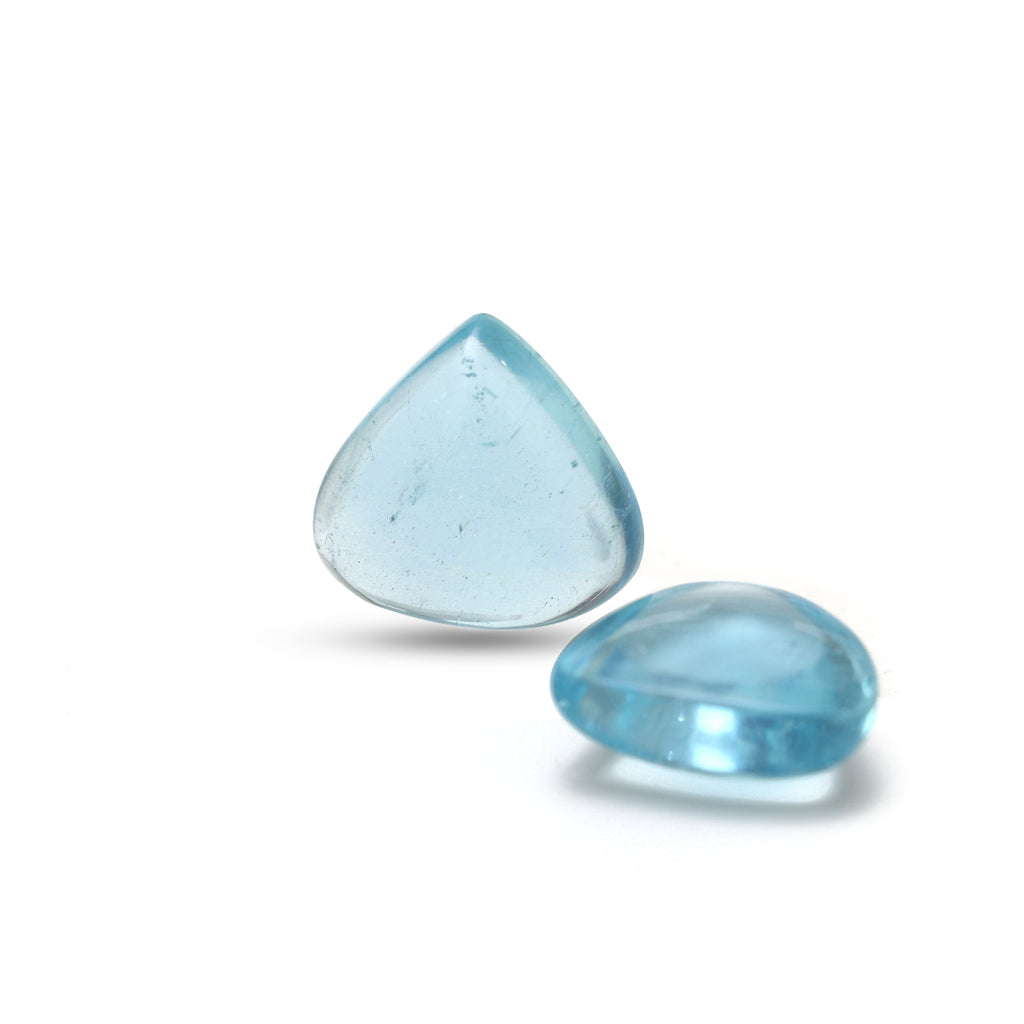 Natural Aquamarine Smooth Trillion Cabochon Gemstone | 19x20 mm | Gemstone Cabochon | Pair ( 2 Pieces ) - National Facets, Gemstone Manufacturer, Natural Gemstones, Gemstone Beads