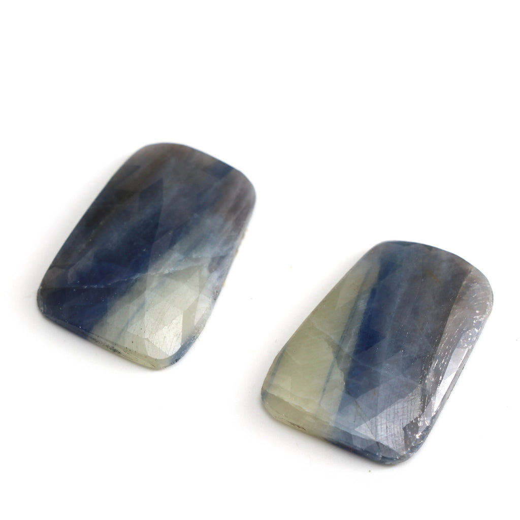 Natural Blue Sapphire Organic Faceted Loose Gemstone -21x30mm- Blue Sapphire Organic ,Loose Gemstone, Pair (2 Pieces) - National Facets, Gemstone Manufacturer, Natural Gemstones, Gemstone Beads