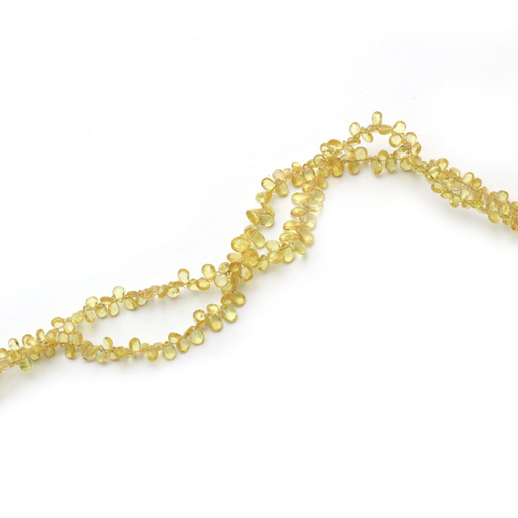 Yellow Sapphire Faceted Pear Beads - 2x4 mm to 4x6 mm - Yellow Sapphire - Gem Quality , 7.5 Inch Full Strand, Price Per Strand - National Facets, Gemstone Manufacturer, Natural Gemstones, Gemstone Beads