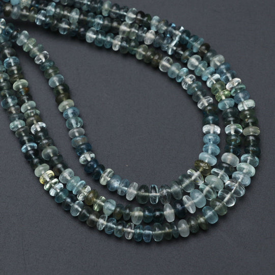 3.5 To 6 MM Natural Aquamarine Smooth Rondelle Beads