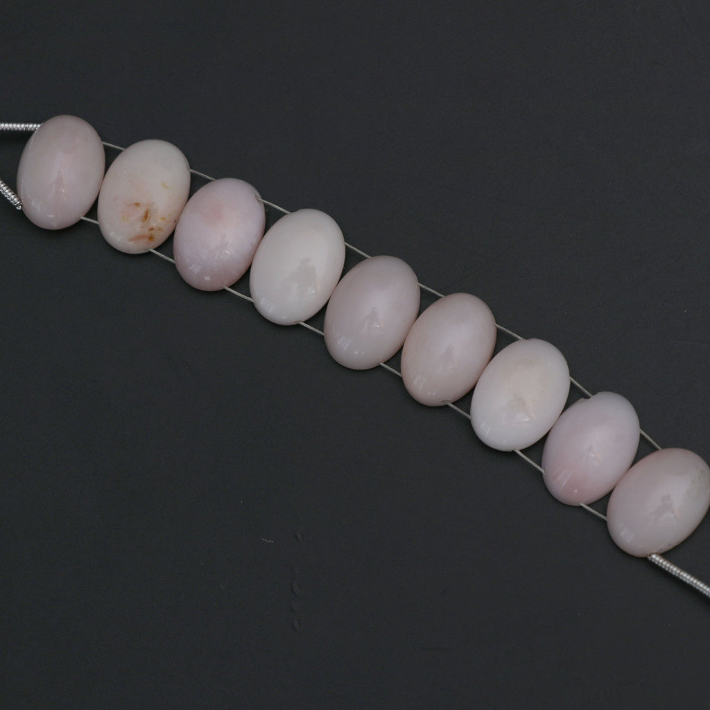 Pink Opal Smooth Oval Cabs Beads -14x10 mm- Pink Opal Oval Double Drill Gemstone- Gem Quality , 11 Cm Full Strand, Price Per Strand - National Facets, Gemstone Manufacturer, Natural Gemstones, Gemstone Beads