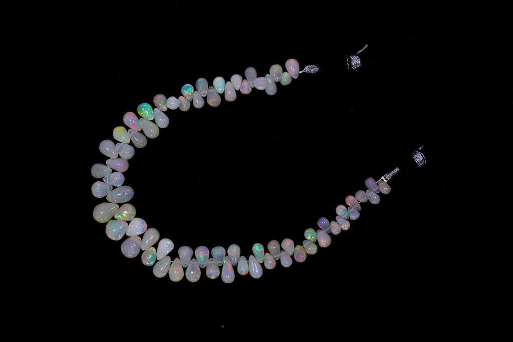 Ethiopian Opal Smooth Drops, Ethiopain Opal Drop Shape, Ethiopian Opal Tear Drops 4 to 10 mm | 18 Inch Strand - National Facets, Gemstone Manufacturer, Natural Gemstones, Gemstone Beads