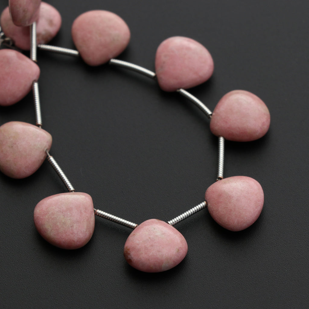Thulite Heart Smooth Beads, Thulite Heart - 12x11x4.5 mm - Thulite - Gem Quality , 14 Cm Full Strand, Price Per Strand - National Facets, Gemstone Manufacturer, Natural Gemstones, Gemstone Beads