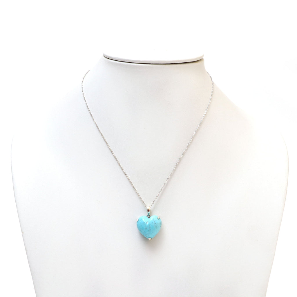 Turquoise Smooth Heart Gemstone Prong Pendant | 925 Sterling Silver Plated | Gift For Mom | Price Per Pendant - National Facets, Gemstone Manufacturer, Natural Gemstones, Gemstone Beads