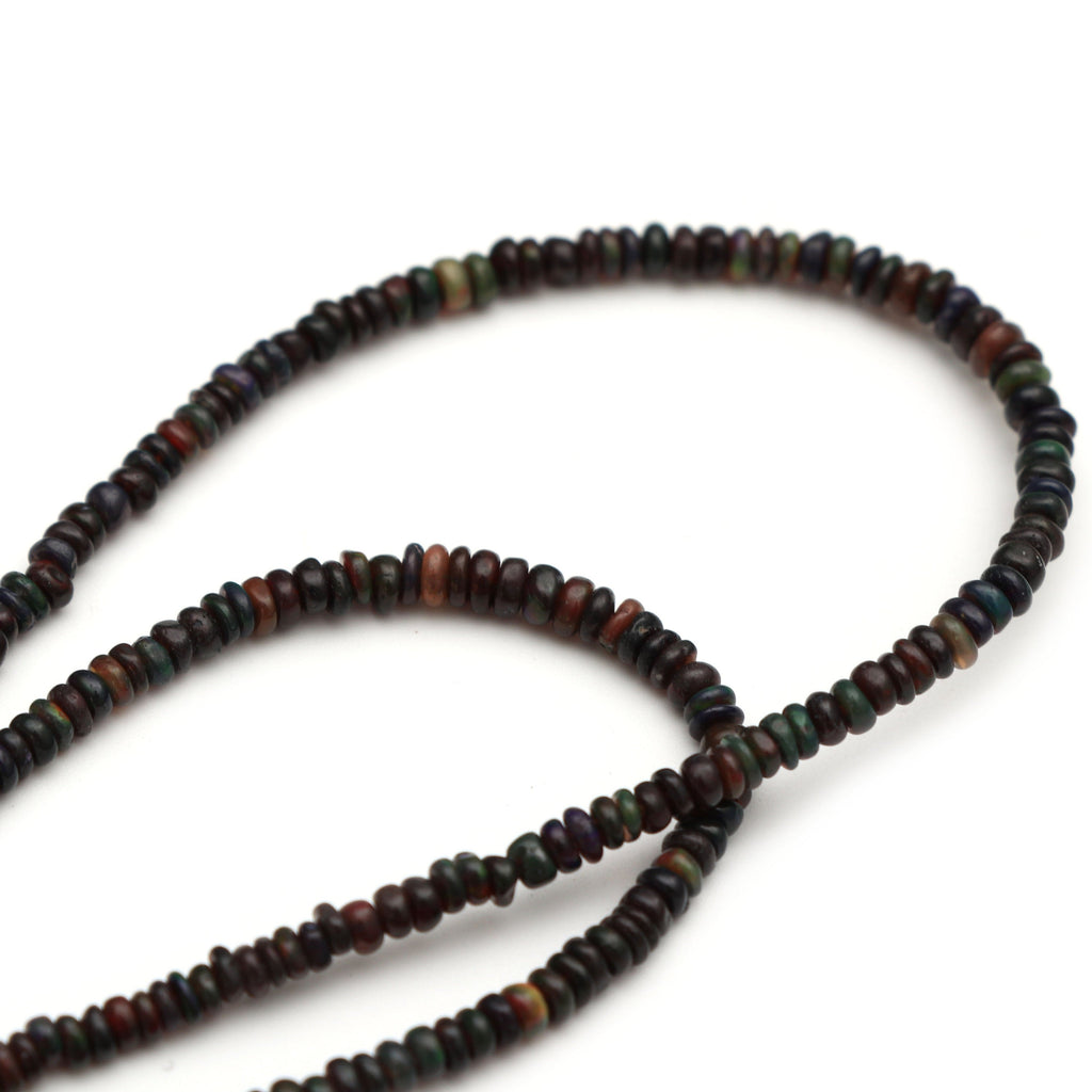 Black Opal Smooth Roundel Beads, Opal Smooth - 2.5 mm to 3.5 mm - Black Opal - Gem Quality , 8 Inch/ 20 Cm Full Strand, Price Per Strand - National Facets, Gemstone Manufacturer, Natural Gemstones, Gemstone Beads