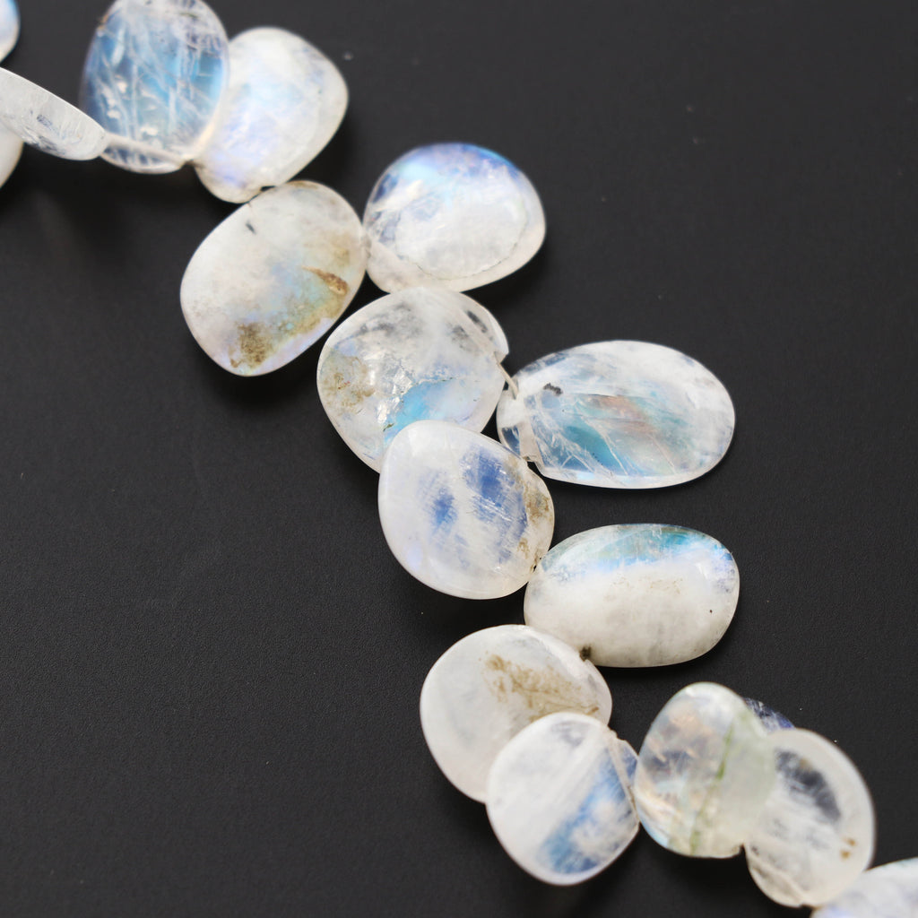 Natural Rainbow Moonstone Smooth Cabs, 9x8 mm to 15.5x10.5 mm, Rainbow Cabs, Moonstone strand, 4 Inch Full Strand, per strand price - National Facets, Gemstone Manufacturer, Natural Gemstones, Gemstone Beads