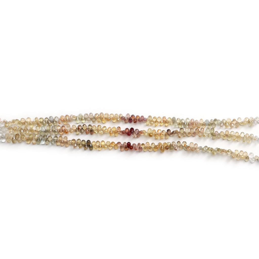 Natural Zircon Faceted Briolette Beads | Zircon Faceted drops | 5x3.5 mm to 6x3.5 mm | 8 Inch/ 16 Inch Full Strand | Price Per Strand - National Facets, Gemstone Manufacturer, Natural Gemstones, Gemstone Beads