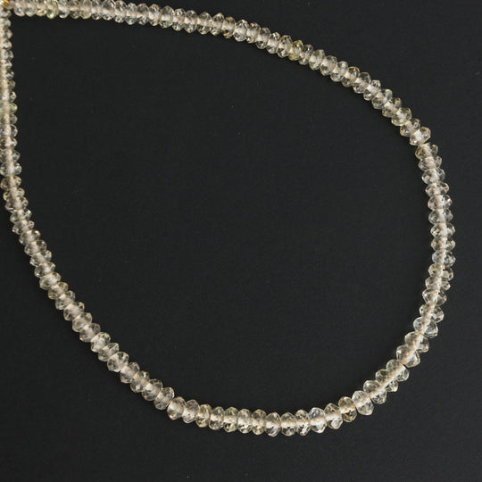 Lemon Quartz Faceted Roundel Beads - 3 mm to 4 mm - Lemon Quartz Jewelry Making Beads, 8 Inch/ 20 Cm Full Strand, Price Per Strand