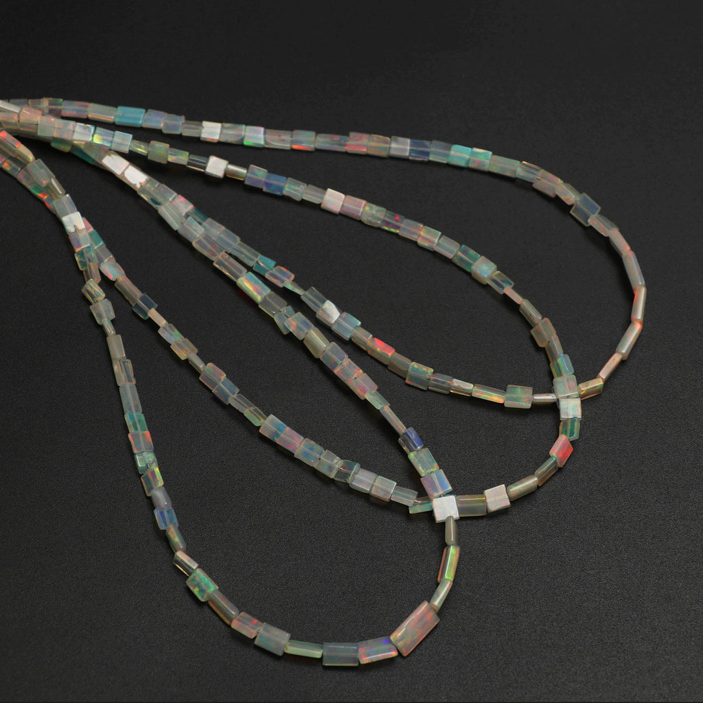 Natural Ethiopian Opal Smooth Rectangle Beads | 3x3 mm to 4x10 mm | 8 Inches/ 18 Inches Full Strand | Price Per Strand - National Facets, Gemstone Manufacturer, Natural Gemstones, Gemstone Beads