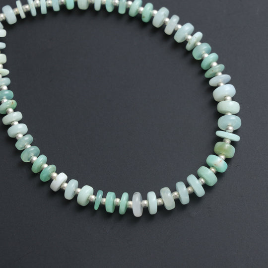Green Opal Smooth Tyre Beads, 5.5 mm to 7 mm, Opal Jewelry Making Beads, 8 Inch, Price Per Strand