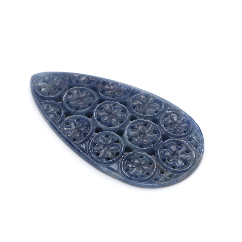 Natural Blue Sapphire Carving Pear Loose Gemstone - 59x31mm - Sapphire Pear , Sapphire Carving Loose Gemstone ,1 Pieces - National Facets, Gemstone Manufacturer, Natural Gemstones, Gemstone Beads