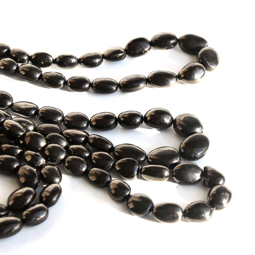 Shungite Smooth Tumble Beads, Shungite- 7.5x5.5 mm to 14x20 mm- Shungite-Gem Quality, 8 Inch6 Inch8 Inchs ,Full Strand, Price Per Strand - National Facets, Gemstone Manufacturer, Natural Gemstones, Gemstone Beads