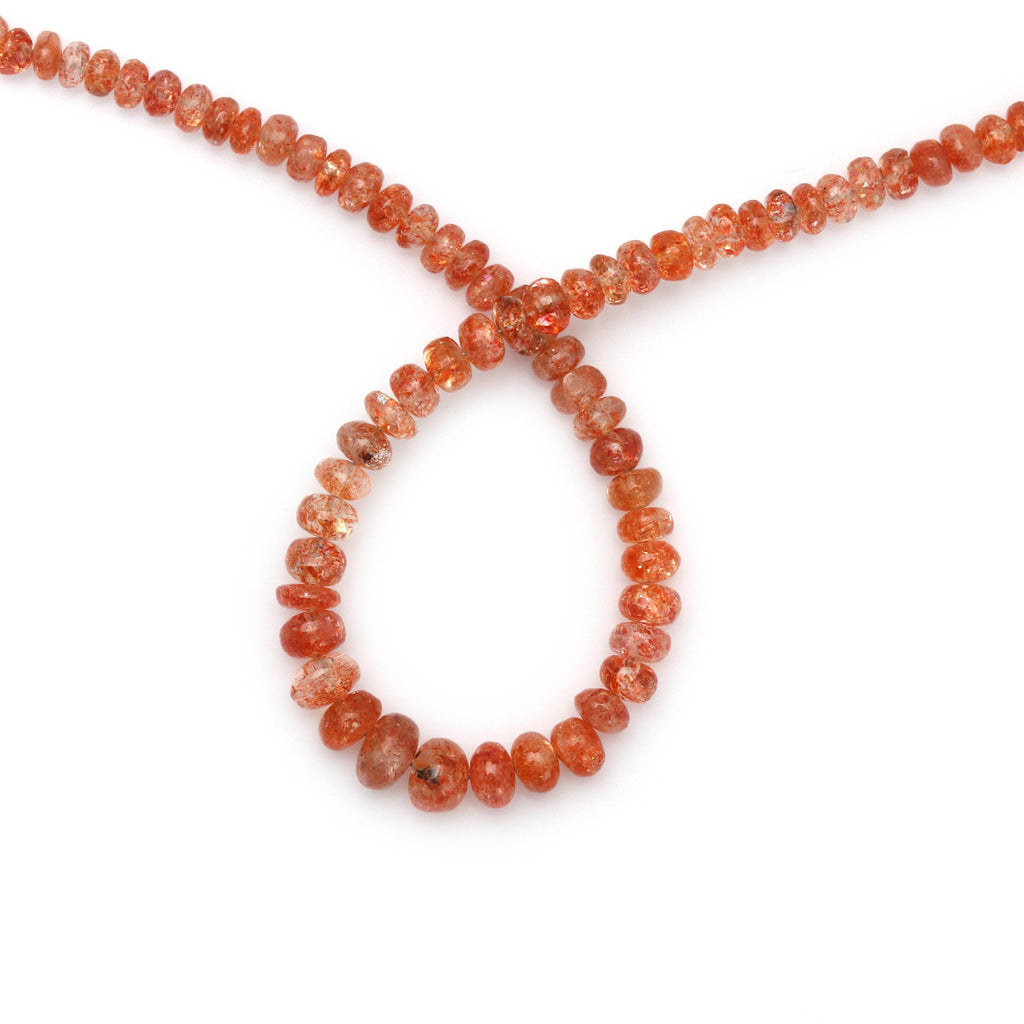 Natural Sunstone Smooth Roundel Beads, 3.5 MM to 6 MM, Sun Stone Smooth , 8 Inch ,Price Per Strand - National Facets, Gemstone Manufacturer, Natural Gemstones, Gemstone Beads
