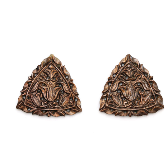 ワンダーサファイア 彫刻 トリリオン ルースジェムストーン、30.6x30.6 mm、サファイアジュエリーメイキングジェムストーン、ペア（2個）