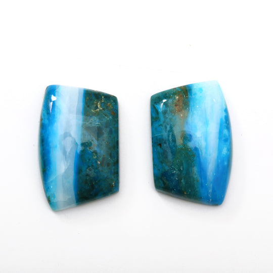 Natural Opalina Smooth Organic Shape Loose Gemstone - 18x28 mm - Opalina Smooth Cabochon Gemstone, Pair (2 Pieces)