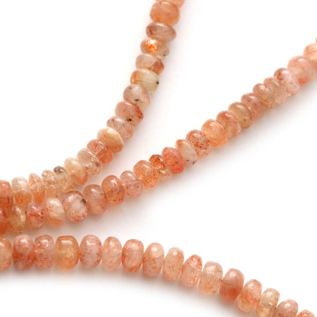 Sunstone Smooth Roundel Beads - 6.5 mm to 7 mm -Sunstone Roundel Beads - Gem Quality , 8 Inch / 16 Inch Full Strand, Price Per Strand - National Facets, Gemstone Manufacturer, Natural Gemstones, Gemstone Beads