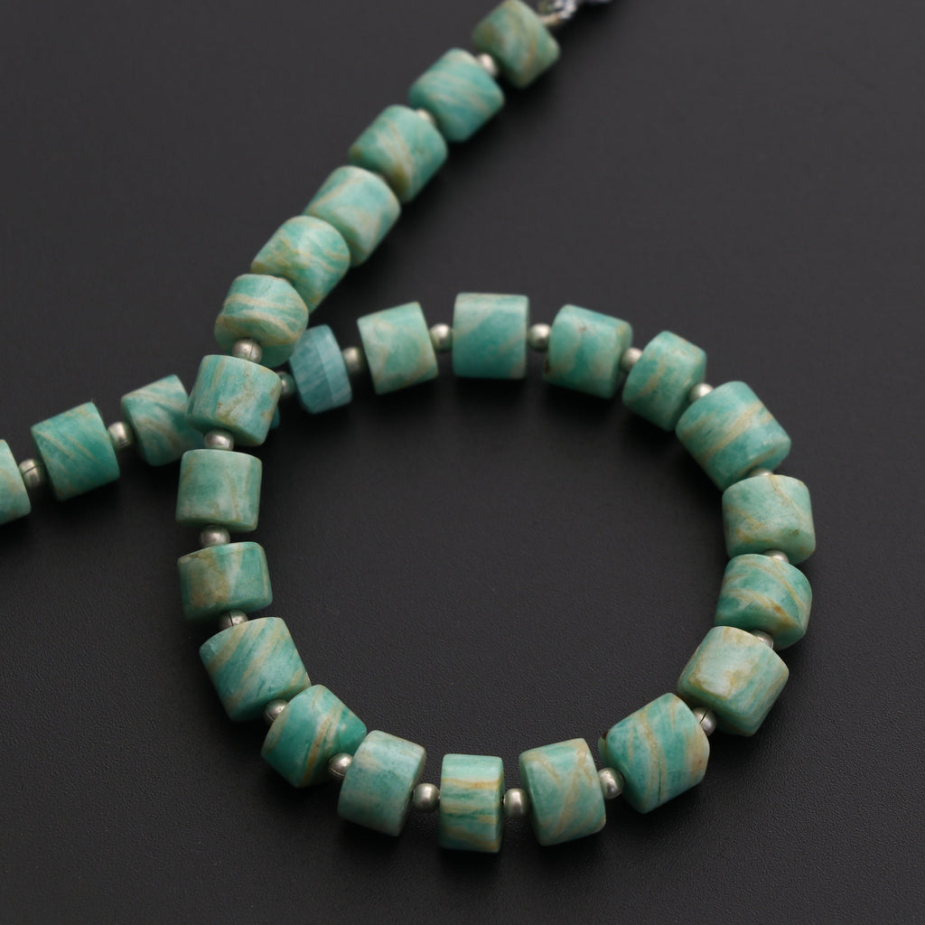 Amazonite Smooth Drum Beads - 6 mm to 7 mm- Amazonite Beads - Gem Quality , 8 Inch/ 20 Cm Full Strand, Price Per Strand - National Facets, Gemstone Manufacturer, Natural Gemstones, Gemstone Beads