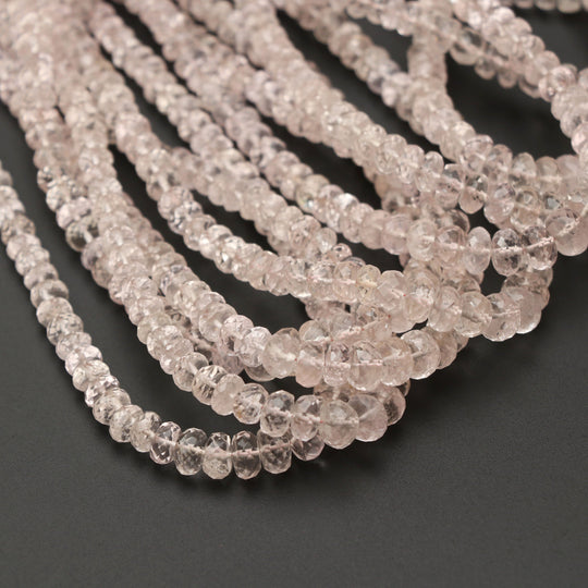 Morganite Faceted Beads, Faceted Cut Beads, 4 mm to 7 mm, Morganite Jewelry Making Beads, 18 Inch Full Strand, Price Per Strand