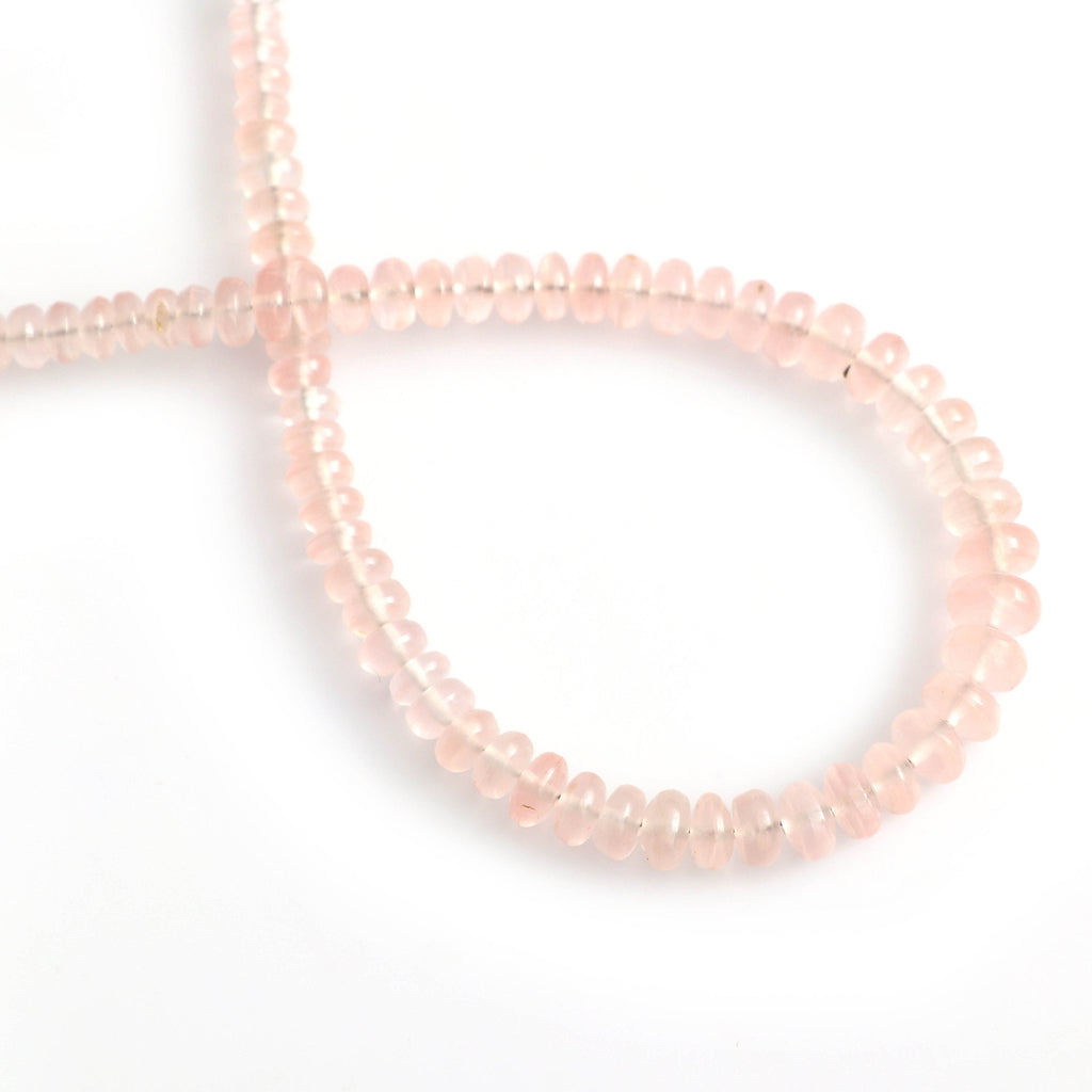 Rose Quartz Smooth Beads - 4 mm to 6.5 mm - Rose Quartz - Gem Quality , 8 Inch/ 20 Cm Full Strand, Price Per Strand - National Facets, Gemstone Manufacturer, Natural Gemstones, Gemstone Beads
