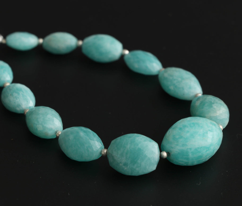 Amazonite Faceted Drum Shape - 6x10 mm to 12x20 mm - Amazonite Drum Shape - Gem Quality , 8 Inch/ 20 Cm Full Strand, Price Per Strand - National Facets, Gemstone Manufacturer, Natural Gemstones, Gemstone Beads