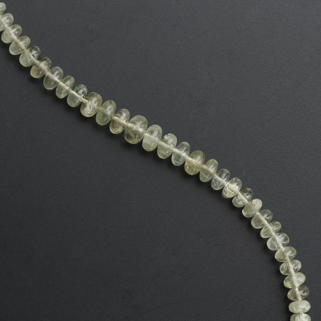 Green Aquamarine Smooth Beads , Roundel Beads, Gemstone Beads - 4 mm to 7 mm - Green Aquamarine - Gem Quality , 8 Inch, Price Per Strand - National Facets, Gemstone Manufacturer, Natural Gemstones, Gemstone Beads
