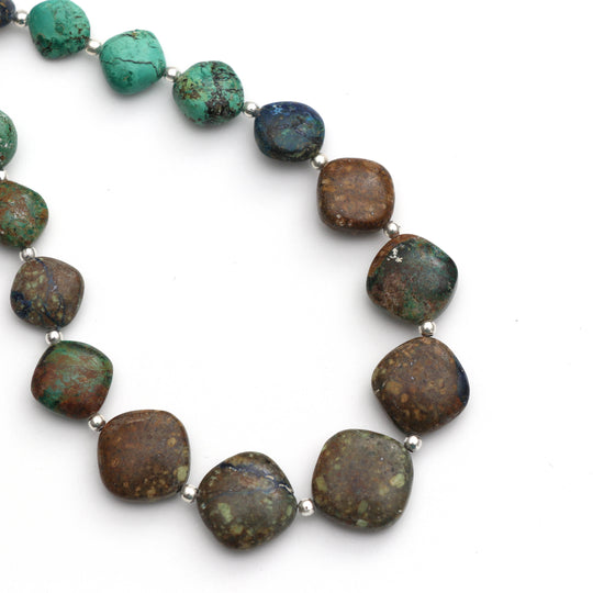 Azurite Malachite Smooth Cushion Beads - 5x9 mm to 5.5x15 mm - Azurite Malachite Jewelry Making Beads, 8 Inch/ 20 Cm Full Strand, Price Per Strand