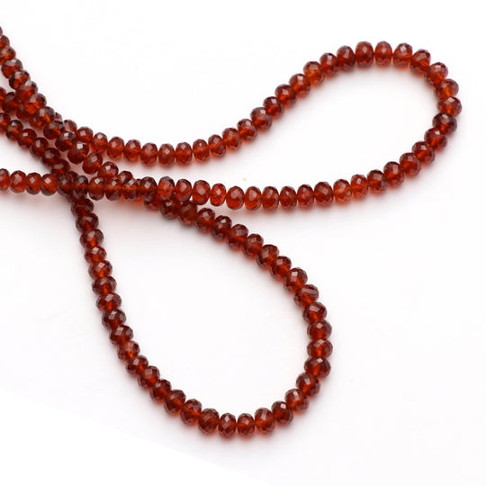 Hessonite Faceted Rondelle Beads, 3.5 mm to 6 mm, Hessonite Jewelry Making Beads - 8 inch / 16 Inch Full Strand, Price Per Strand