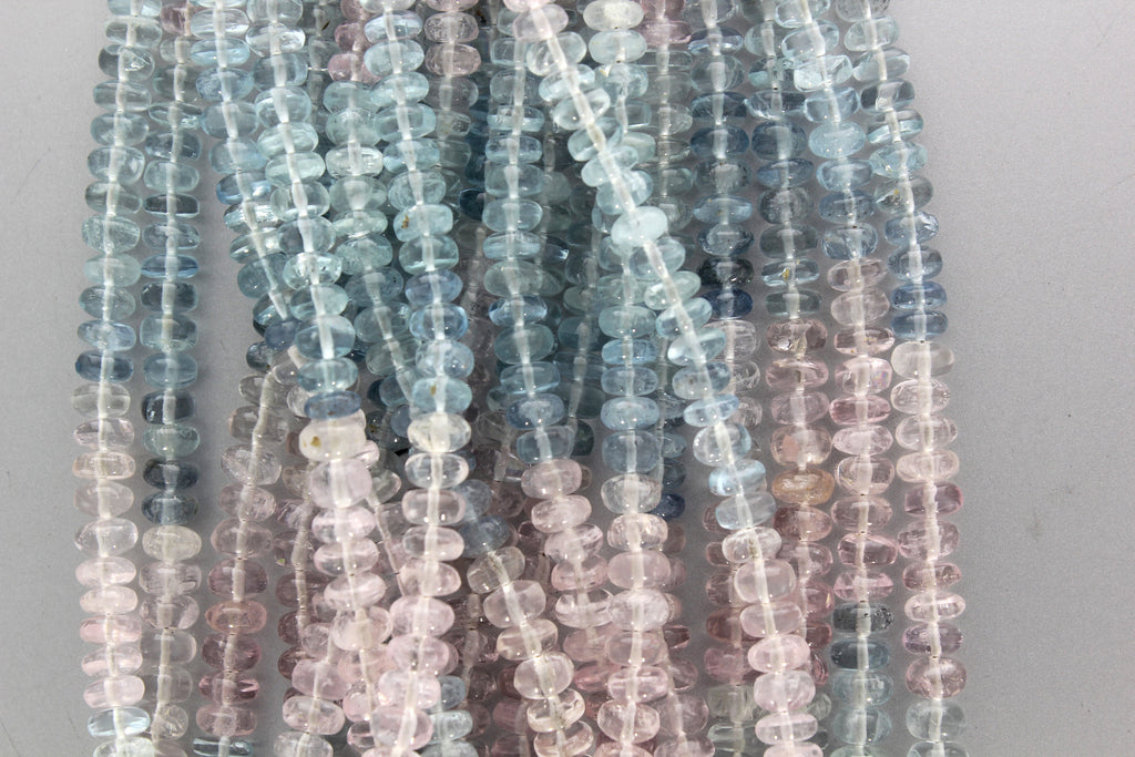 Multi Beryl smooth Beads Rondelle Beads, Multy Beryl Rondelle Beads, Fine Quality, Natural, 5 to 6 mm, 18 Inch Strand - National Facets, Gemstone Manufacturer, Natural Gemstones, Gemstone Beads