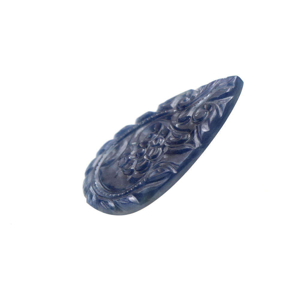 Natural Blue Sapphire Carving Pear Loose Gemstone - 24x37mm - Sapphire Pear , Sapphire Carving Loose Gemstone ,1 Pieces - National Facets, Gemstone Manufacturer, Natural Gemstones, Gemstone Beads