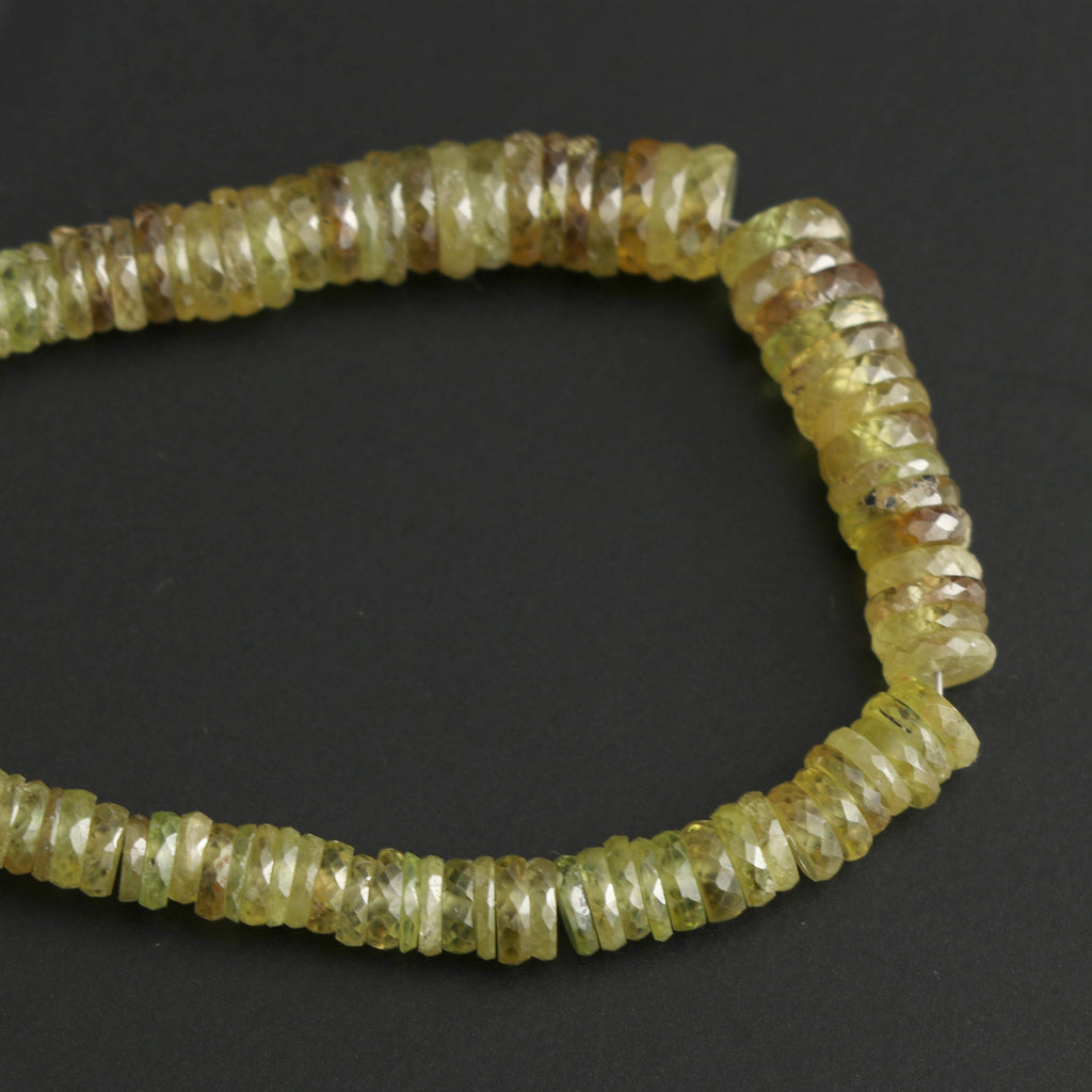 Natural Sphene Faceted Tyre Beads -3mm to 6 mm - Sphene Faceted Gemstone - Gem Quality, 8 Inch, Price Per Strand - National Facets, Gemstone Manufacturer, Natural Gemstones, Gemstone Beads