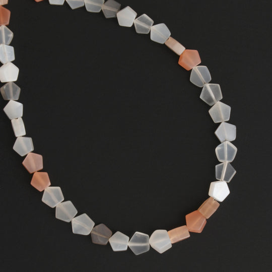 Natural Multi Moonstone Pentagon Beads, 4.5 mm to 5.5 mm, Moonstone Jewelry Making Beads, 8 Inches strand