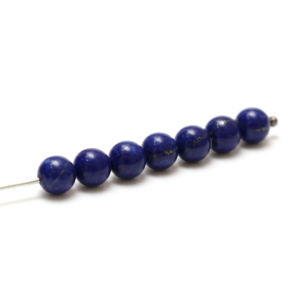 Calibrated Natural Lapis Smooth Round Balls | 8 mm | Lapis Balls | 8 Inch/ 16 Inch Full Strand | Price Per Strand - National Facets, Gemstone Manufacturer, Natural Gemstones, Gemstone Beads