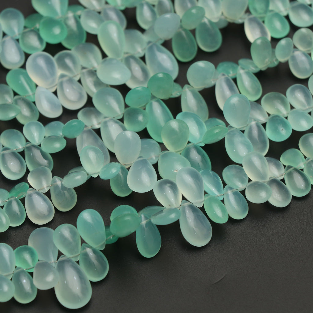 Australian Chrysoprase Smooth Pear Beads | 6x8.5 mm to 11x15 mm | Chrysoprase Gemstone | Gem Quality | 8 Inch Strand | Price Per Strand - National Facets, Gemstone Manufacturer, Natural Gemstones, Gemstone Beads