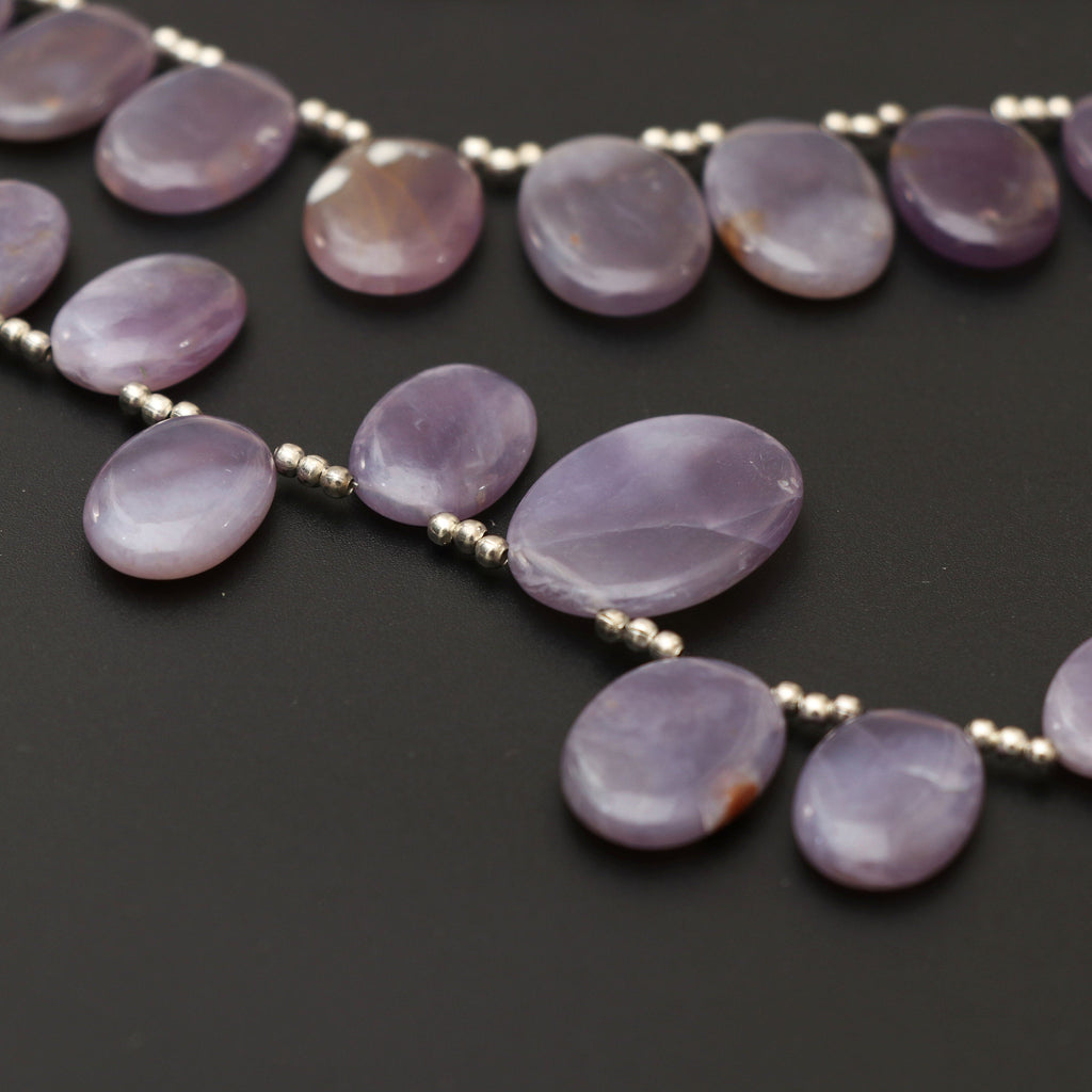 Purple Chalcedony Smooth Oval Beads, 10x14.5 mm to 17x22 mm, Chalcedony Oval Cabochon ,Gem Quality ,8 Inch Full Strand, Price Per Strand - National Facets, Gemstone Manufacturer, Natural Gemstones, Gemstone Beads
