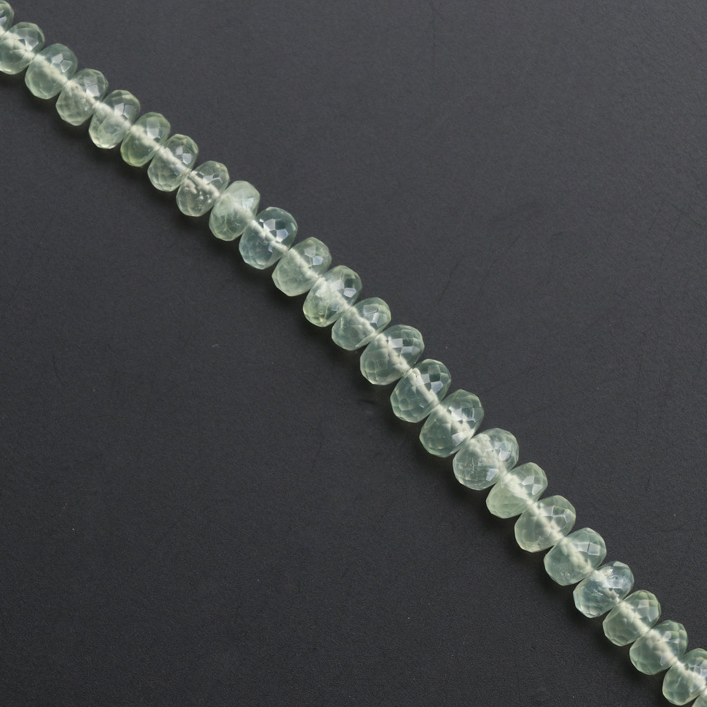 Prehnite Roundel Faceted Beads - 5.5 mm to 8 mm - Prehnite Beads - Gem Quality , 8 Inch/ 20 Cm Full Strand, Price Per Strand - National Facets, Gemstone Manufacturer, Natural Gemstones, Gemstone Beads