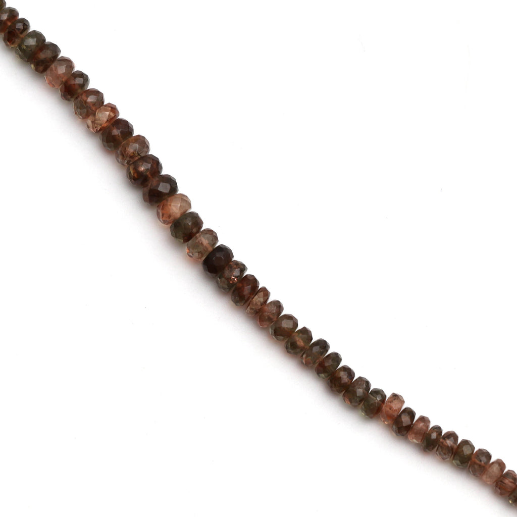 Andalusite Faceted Roundel Beads - 4 mm to 5.5 mm -Andalusite Beads - Gem Quality , 8 Inch/ 20 Cm Full Strand, Price Per Strand - National Facets, Gemstone Manufacturer, Natural Gemstones, Gemstone Beads
