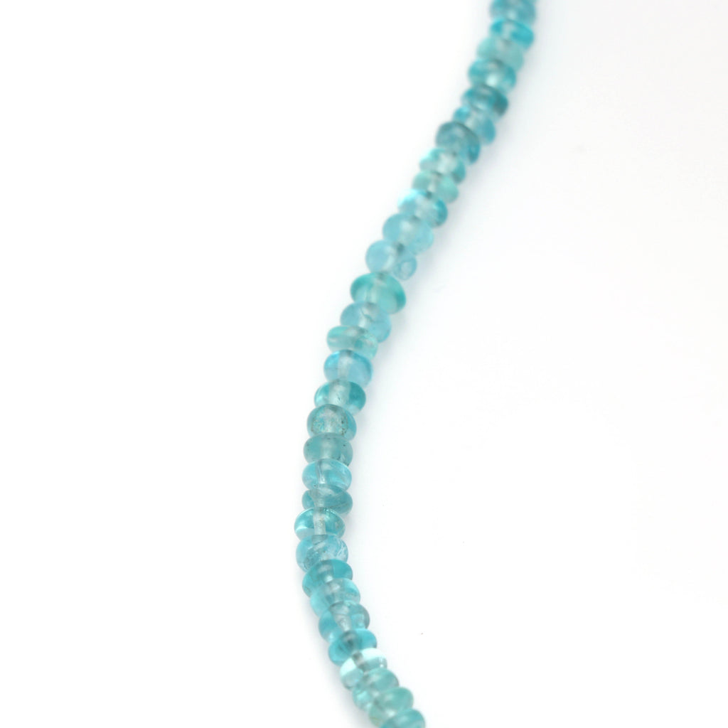 Sky Apatite Smooth Beads | Natural Sky Apatite | 4 mm to 5 mm | Gemstone Roundel Beads | Sky Apatite Smooth | Sky Apatite Beads | 8 Inch - National Facets, Gemstone Manufacturer, Natural Gemstones, Gemstone Beads